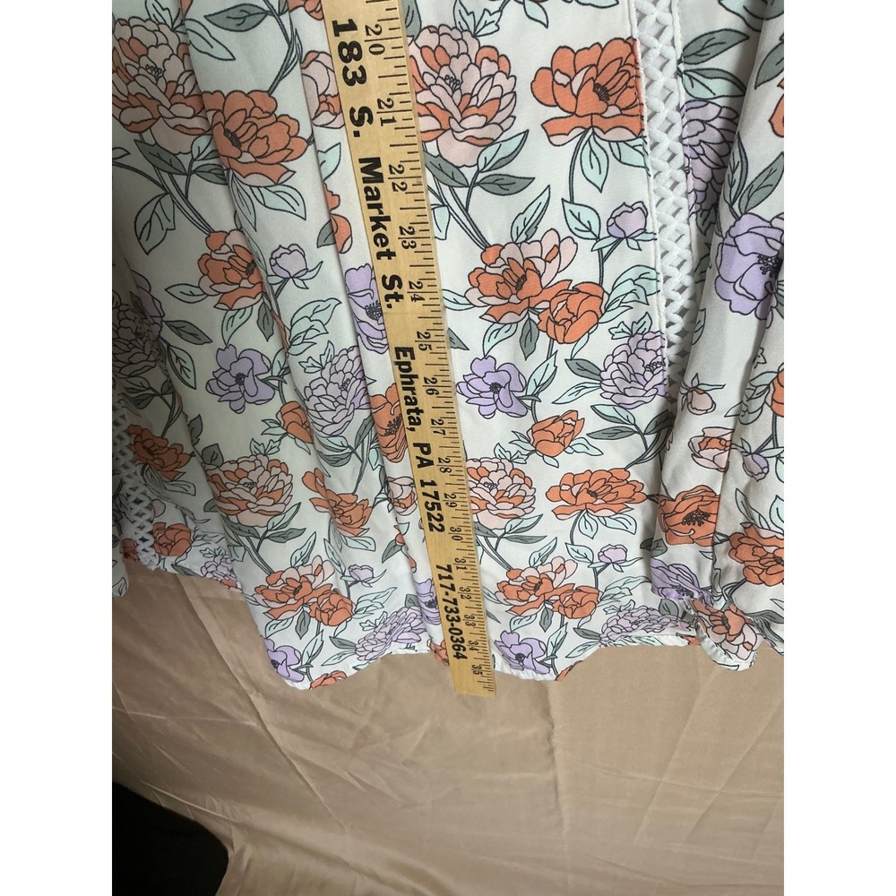DOKOTOO Floral Print V Neck Long‎ Sleeve Mini Dress Women Size M - Picture 6 of 8